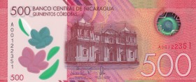 Nicaragua, 500 Cordobas, 2017, UNC, pNew
Polymer plastics banknote