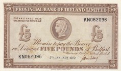 Northern Ireland, 5 Pounds, 1972, AUNC, p246