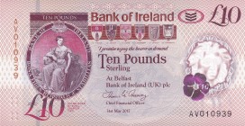 Northern Ireland, 10 Pounds, 2017, UNC, pNew
Polymer plastics banknote