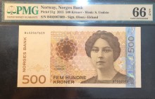 Norway, 500 Kroner, 2015, UNC, p51g
PMG 66 EPQ