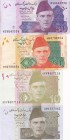 Pakistan, 5-10-20-50 Rupees, UNC, (Total 4 banknotes)
5 Rupees, 2008, p53a; 10 Rupees, 2018, pNew; 20 Rupees, 2015, pNew; 50 Rupees, 2018, pNew