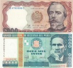 Peru, 5.000 Soles De Oro -10.000 Intis, 1985/1988, UNC, (Total 2 banknotes)
5.000 Soles De Oro, 1985, p117c; 10.000 Intis, 1988, p140