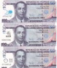 Philippines, 100 Piso, 2013, UNC, p218, (Total 3 banknotes)
Commemorative banknote
