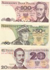 Poland, 20-50-100 Zlotych, 1982/1988, UNC, (Total 3 banknotes)
20 Zlotych, 1982, p149; 50 Zlotych, 1988, p142c; 100 Zlotych, 1988, p143e