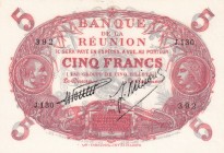 Reunion, 5 Francs, 1912/1944, UNC, p14
Signature: Henri Poulet-Josephine Ninon
