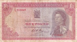 Rhodesia, 1 Pound, 1966, VF, p28a
Queen Elizabeth II. Potrait