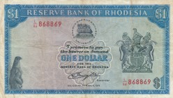 Rhodesia, 1 Dollar, 1976, VF(+), p34a
Watermark: C. Rhodes