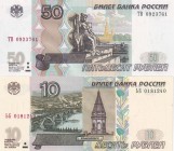 Russia, 10-50 Rubles, 1997, UNC, p268; p269, (Total 2 banknotes)