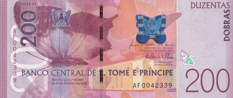 Saint Thomas & Prince, 200 Dobras, 2016, UNC, pNew