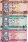 South Sudan, 5-10-20 Pounds, 2015/2016, UNC, p11; p12; p13, (Total 3 banknotes)