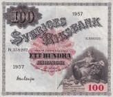 Sweden, 100 Kronor, 1957, VF(+), p45c