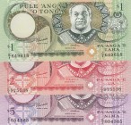 Tonga, 1-2-5 Pa'anga, 1995, UNC, p31d; p32b; p33c, (Total 3 banknotes)