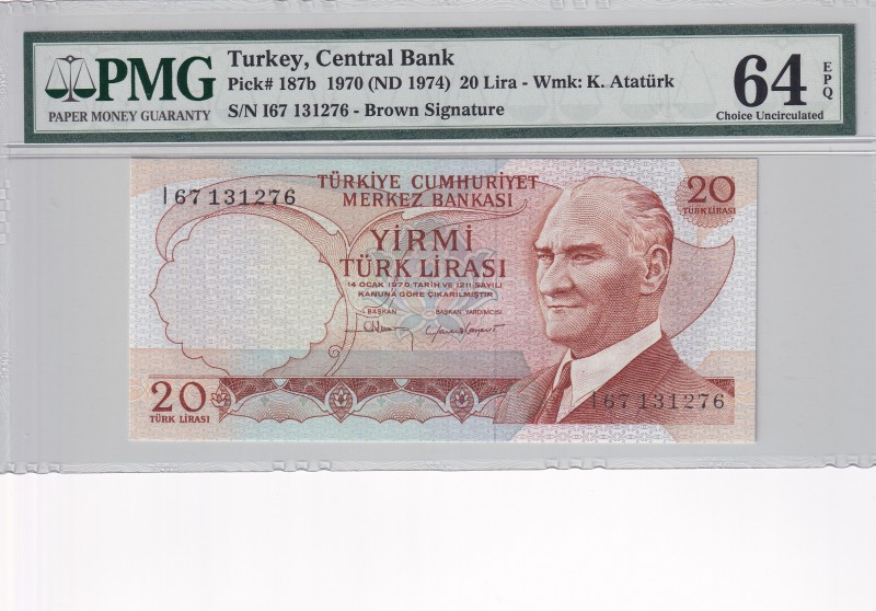 Turkey, 20 Lira, 1974, UNC, p187b
PMG 64 EPQ