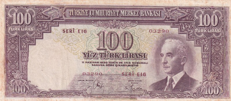 Turkey, 100 Lira, VF (+), 2. Emission
The border was also repaired. Sinking Shi...