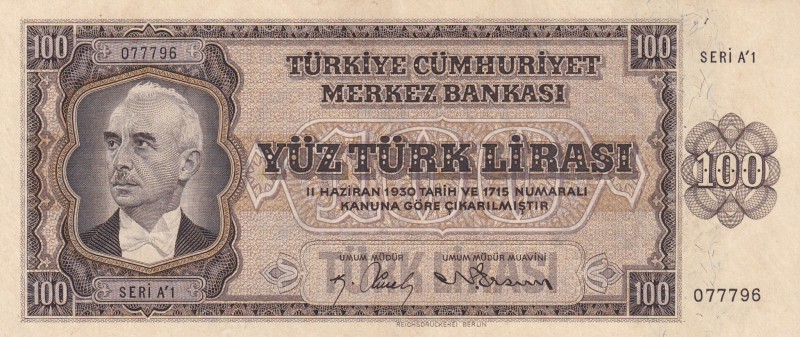 Turkey, 100 Lira, 1942, AUNC, p144
3. Emission