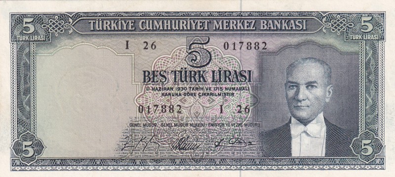 Turkey, 5 Lira, 1965, UNC, p174a
5. Emission