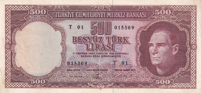 Turkey, 500 Lira, 1962, XF, p178a, 5. Emission
Natural