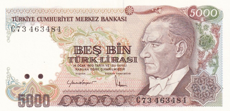 Turkey, 5.000 Lira, 1985, UNC, p197, 7. Emission
Fligran takımın tek ayağı