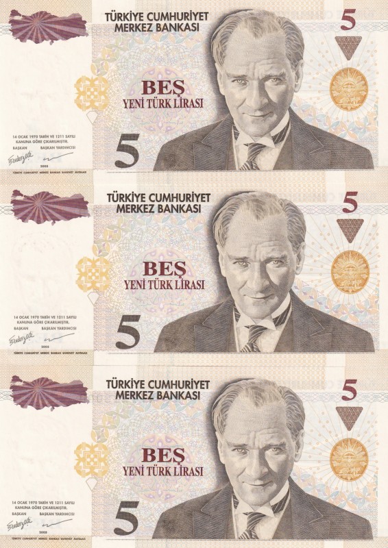 Turkey, 5 New Lira, 2005, UNC, p217, (Total 3 banknotes)
8. Emission, Nice seri...