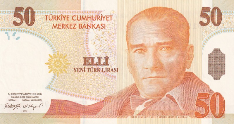 Turkey, 50 New Lira, 2005, AUNC, p220, 8. Emission
Natural