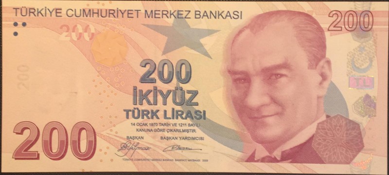 Turkey, 5-10-20-50-100-200 Lira, 2009, UNC, A001 Prefix (Total 6 banknotes)
5 L...