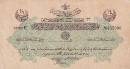 Turkey, Ottoman Empire, 1/4 Livre, 1916, XF(-), p81, Talat / Pritsch
V. Mehmed Reşad Period, Hijri year: December 22, 1331, signature: Talat and Hüse...