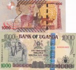 Uganda, 1.000 Shillings, 2009/2017, UNC, p43d; p49e, (Total 2 banknotes)