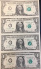United States of America, 1 Dollar, 1988, UNC, p480b, (Total 4 banknotes)
In 4 blocks. Uncut.