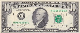 United States of America, 10 Dollars, 1990, UNC, p486
Nice serial number