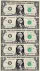 United States of America, 1 Dollar, 2006, UNC, p523a, (Total 5 banknotes)
Series 2006, Beatuful serial number