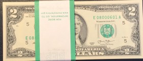 United States of America, 2 Dollars, 2013, UNC, p538, (Total 83 banknotes)
First 1000 common Repeater 83 decks.