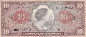 United States of America, 10 Dollars, ND 1965, VF, pM63
Military Payment Note Series: 641