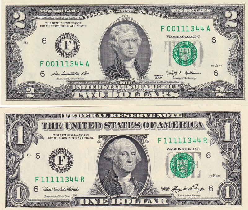 United States of America, 1-2 Dollars, UNC, (Total 2 banknotes)
stairs of 1 rep...