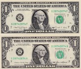 United States of America, 1 Dollar, 1985/1988, UNC, p474, p480b, (Total 2 banknotes)
Full Twin Team Including Letter