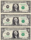 United States of America, 1 Dollar, 1999/2009, UNC, p504, p530, (Total 3 banknotes)
Very Rare, triplet low serial number