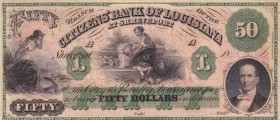 United States of America, 50 Dollars, 1800s, VF,
Citizens Bank of Louisiana, There is tape.