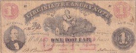 United States of America, 1 Dollar, 1862, FINE,
Virginia Treasury Note