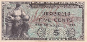United States of America, 5 Cents, XF,
Military Payment Certificate Series 481