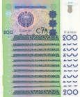 Uzbekistan, 200 Sum, 1997, UNC, p80, (Total 11 banknotes)