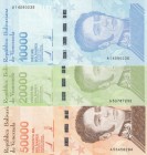 Venezuela, 10.000-20.000-50.000 Bolivares, 2019, UNC, pNew, (Total 3 banknotes)