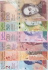 Venezuela, 2-5-20-50-100 Bolivares, UNC, (Total 6 banknotes)
2 Bolivares, 2012; 5 Bolivares, 2007; 10 Bolivares, 2014; 20 Bolivares, 2007; 50 Bolivar...