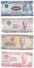Viet Nam, 500-1.000-2.000-5.000 Döng, 1988/1991, UNC, p101; p106; p107; p108, (Total 4 banknotes)