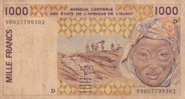 West African States, 1.000 Francs, 1999, VF, p411Di