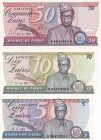 Zaire, 5-10-50 Zaires, 1985, UNC, p26A, p27A, p28b, (Total 3 banknotes)