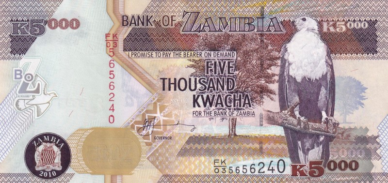 Zambia, 5.000 Kwacha, 2010, UNC, p45f
There is ripple.