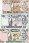 Zambia, 2-10-20 Kwacha, 1980/1988, UNC, p24; p26; p27, (Total 3 banknotes)