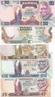 Zambia, 2-5-10-20-50 Kwacha, 1980/1988, UNC, p24c, p25d, p26e, p28a, p32b, (Total 5 banknotes)