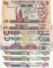 Zambia, UNC, (Total 8 banknotes)
10 Kwacha, 1989-91, p31; 20 Kwacha (2), 1989-91, p32; 5 Kwacha (2), 1980-88, p25; 50 Kwacha, 1986-88, p28; 20 Kwacha...