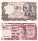 Mix Lot, UNC, (Total 2 banknotes)
Gibraltar 1 Pound, 1988, p20e; Spain 100 Pesetas, 1970, p152a
