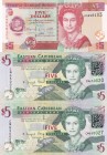 Mix Lot, 5 Dollars, UNC, (Total 3 banknotes)
Belize 5 Dollars, 2011, p67e; East Caribbean States 5 Dollars (2), 2008, p47